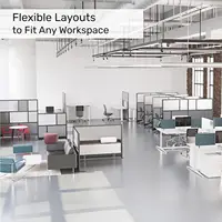 Workflow Modular Wall | Room Divider with Whiteboard, Sound-Dampening, & Frosted Acrylic Panels | Expandable Office Partition fo 2