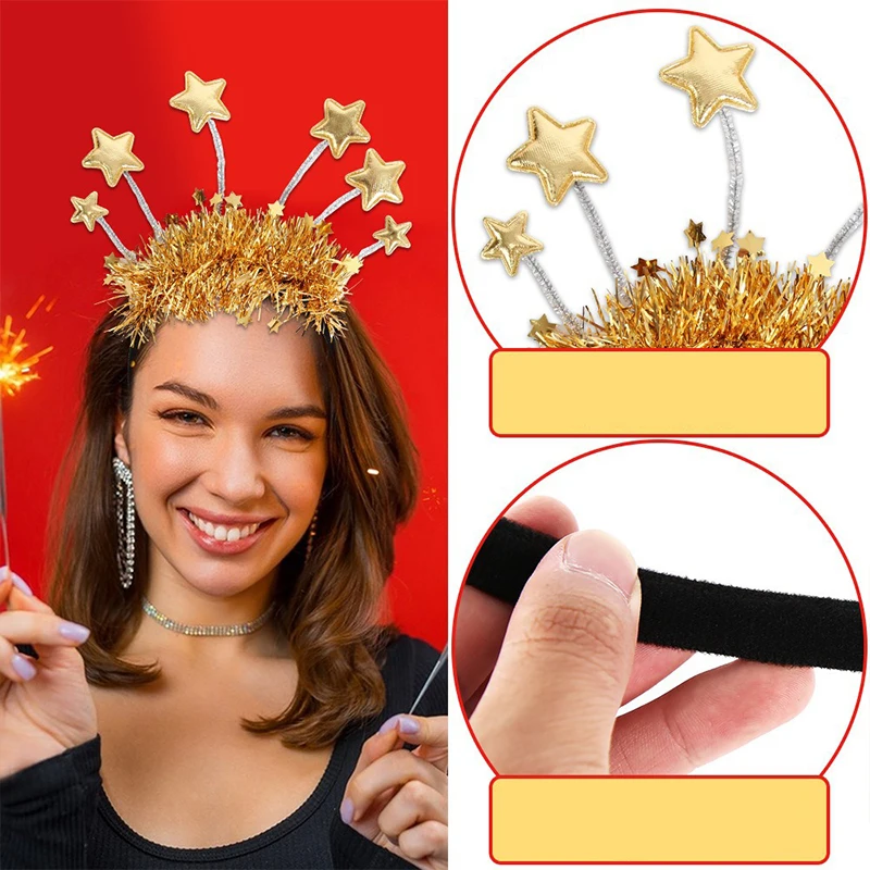 1pc Happy New Year Headband Hair Hoop New Years Eve Party Photo Prop Xmas Christmas Gift For Women Men