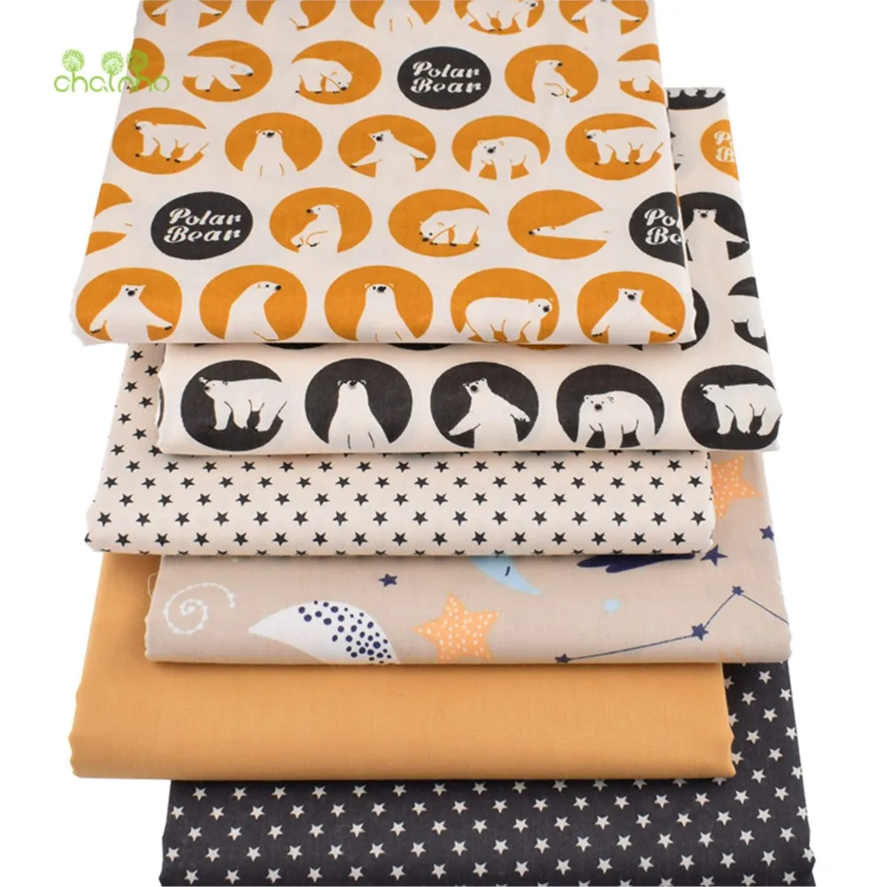 Chainho,Printed Twill Cotton Fabric,DIY Patchwork Sewing Quilting Material,Cartoon Polar Bears Series,6 Designs,2 Sizes,CC185