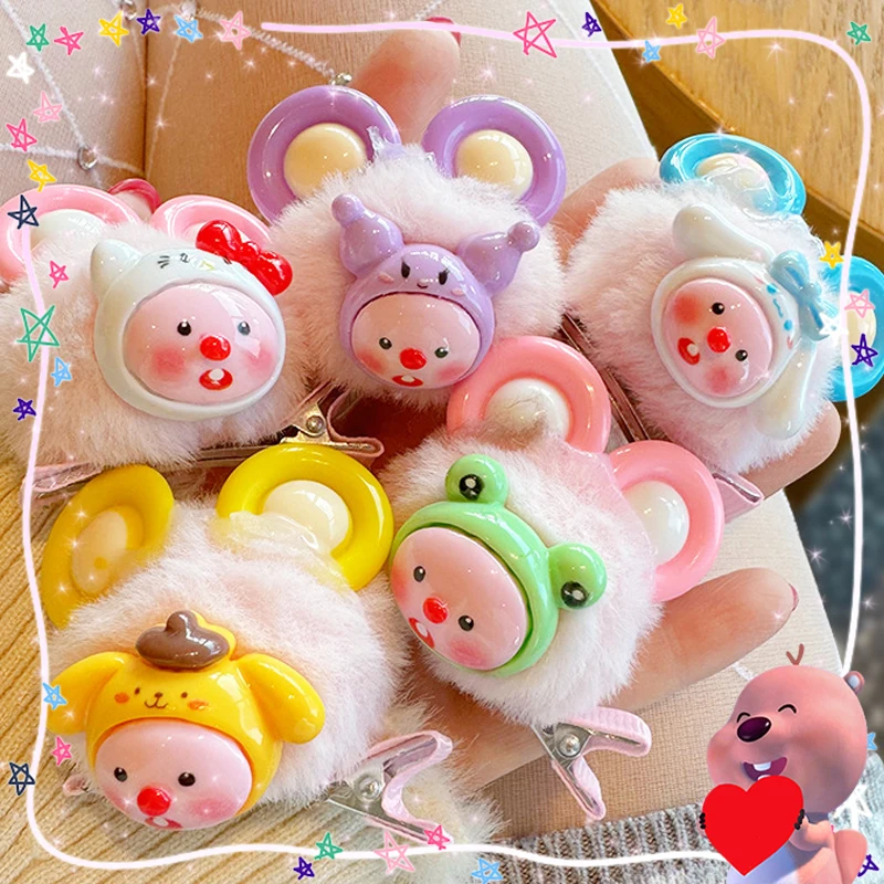 

5Pcs Loopy Hairball Hairpins Rabbit Ears Kawaii Soft Sweet Hair Decoration Trendy Cartoon Lovely Girls Kids Gift Stylish Anime