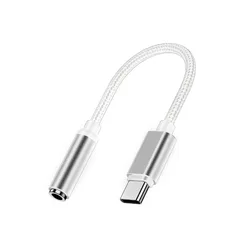 USB Type - C to 3.5mm Aux Audio Adapter Cable Converter (Silver)