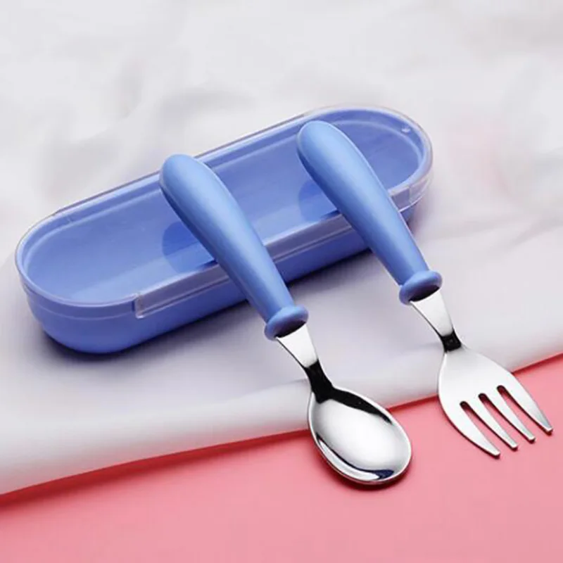

Children's Spoon And Fork Set Toddler Stainless Steel Flatware Tableware With Cute Cartoon Handle