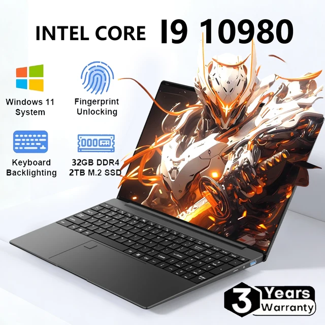 Ordinateur portable 15,6 pouces Intel Core i9 10980HK Windows 11 Pro, 32 Go de RAM, SSD 512 Go, 1 To, 2 To, ordinateur portable portable pour le bureau et les études 1