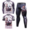 Rash Guard Jiu Jitsu T-shirts+Pants Sets Rashguard For Men Kickboxing Perspiration Gym Training MMA Boxing Kit Muay Thai T-shirt 4