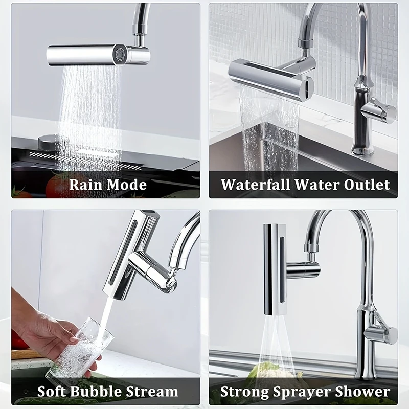 720° Rotation 4 in 1 Waterfall Kitchen Faucet 4-Function Kitchen Sink Extender Spray Nozzle high pressure kitchen tap for sink 6