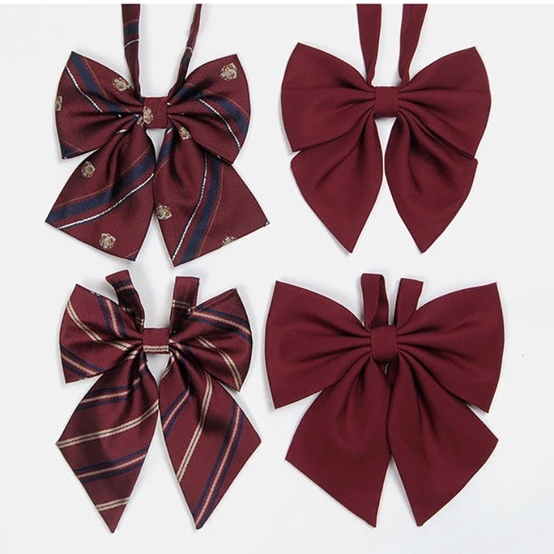 Women Solid Or Red Stripes Long Tie Girls Bow Tie Necktie Choker For Japanese Korean Students JK School Uniforms Neckwear 3