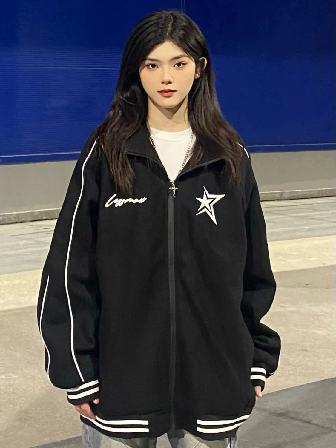 

Deeptown American Vintage Star Graphic Print Sweatshirts Women Harajuku Streetwear Zip Up Hoodies Y2k Grunge Casual Tops Female