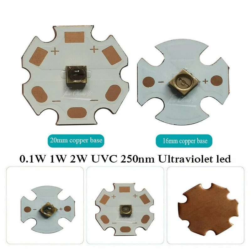 

0.1W 1W 2W 250nm UVC LED 3838 3535 250-260nm 5V-7V Ultra Violet Lamp with Copper PCB 1PCS