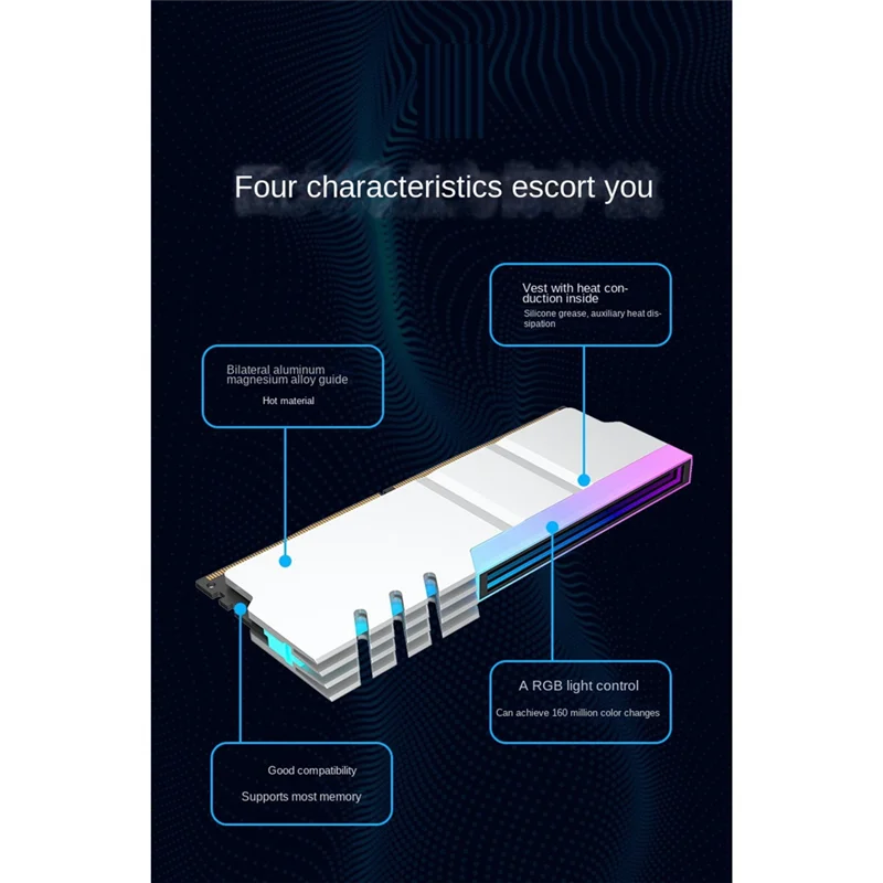 

Компьютер DDR4 DDR5 5 В, радиатор для синхронизации памяти ARGB, ПК, разноцветный холодильник, охлаждающая Shim Armor Black