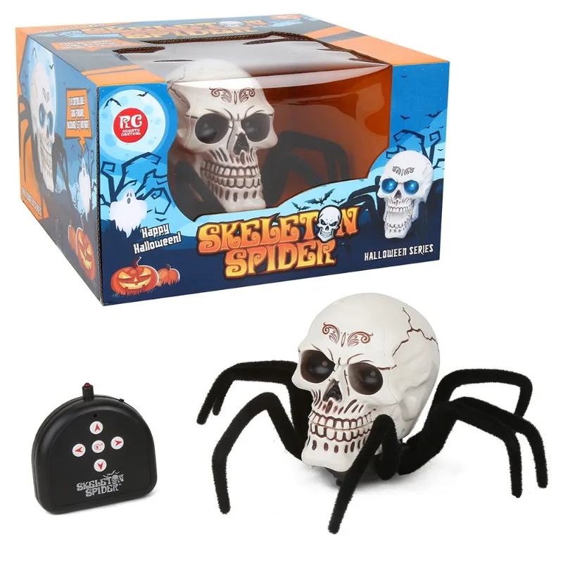 Remote Control Skull Spider Toy Infrared RC Halloween Scary Skeleton Spider Horrible Toys With Light Prank Props For Party Gifts 4