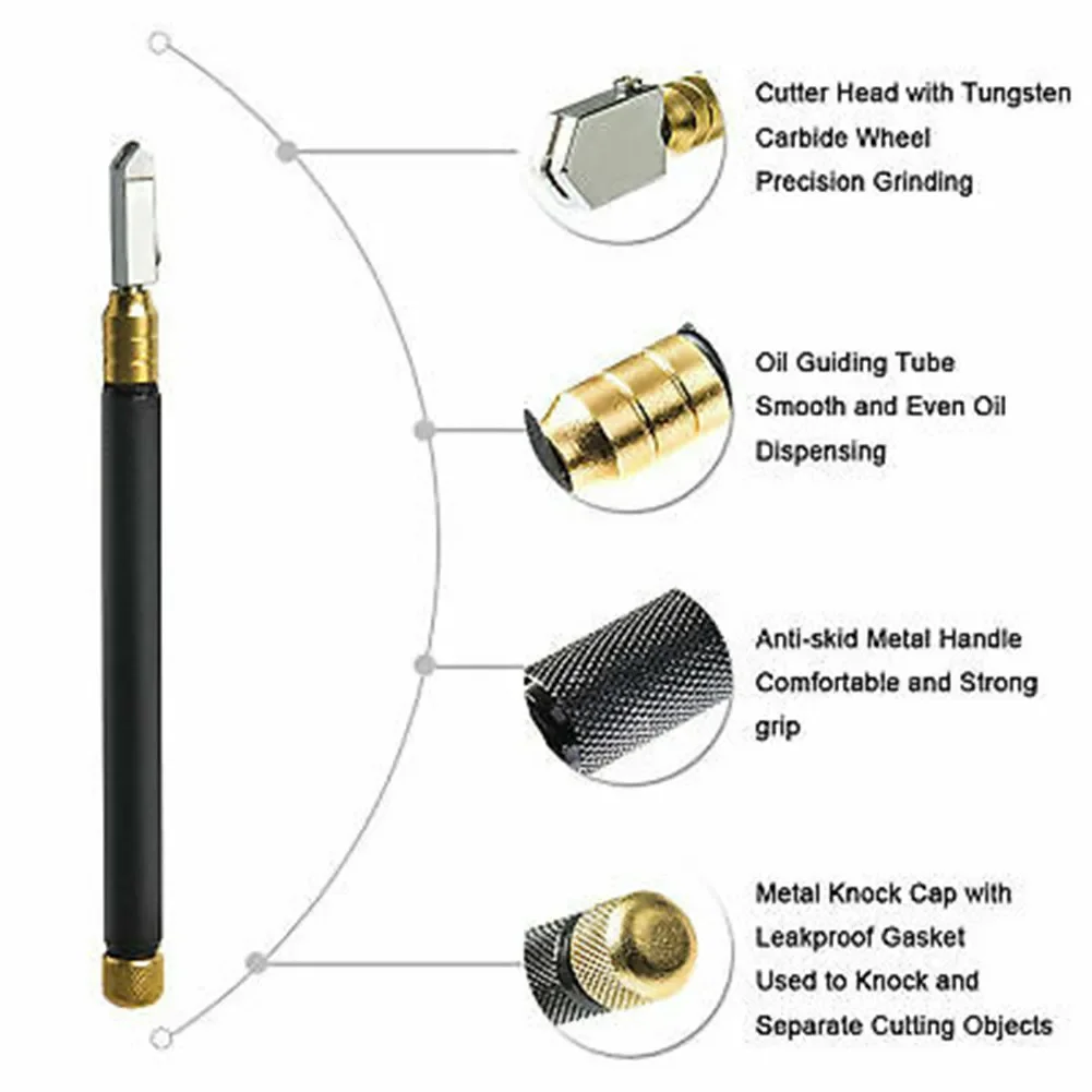 Glass Cutter Tile Glass Cutter Tile Cutting Tool Multifunctional Portable Six-wheel Round Handle High-strength Roller Mahogany Round Flat Cutting Tool Accessories