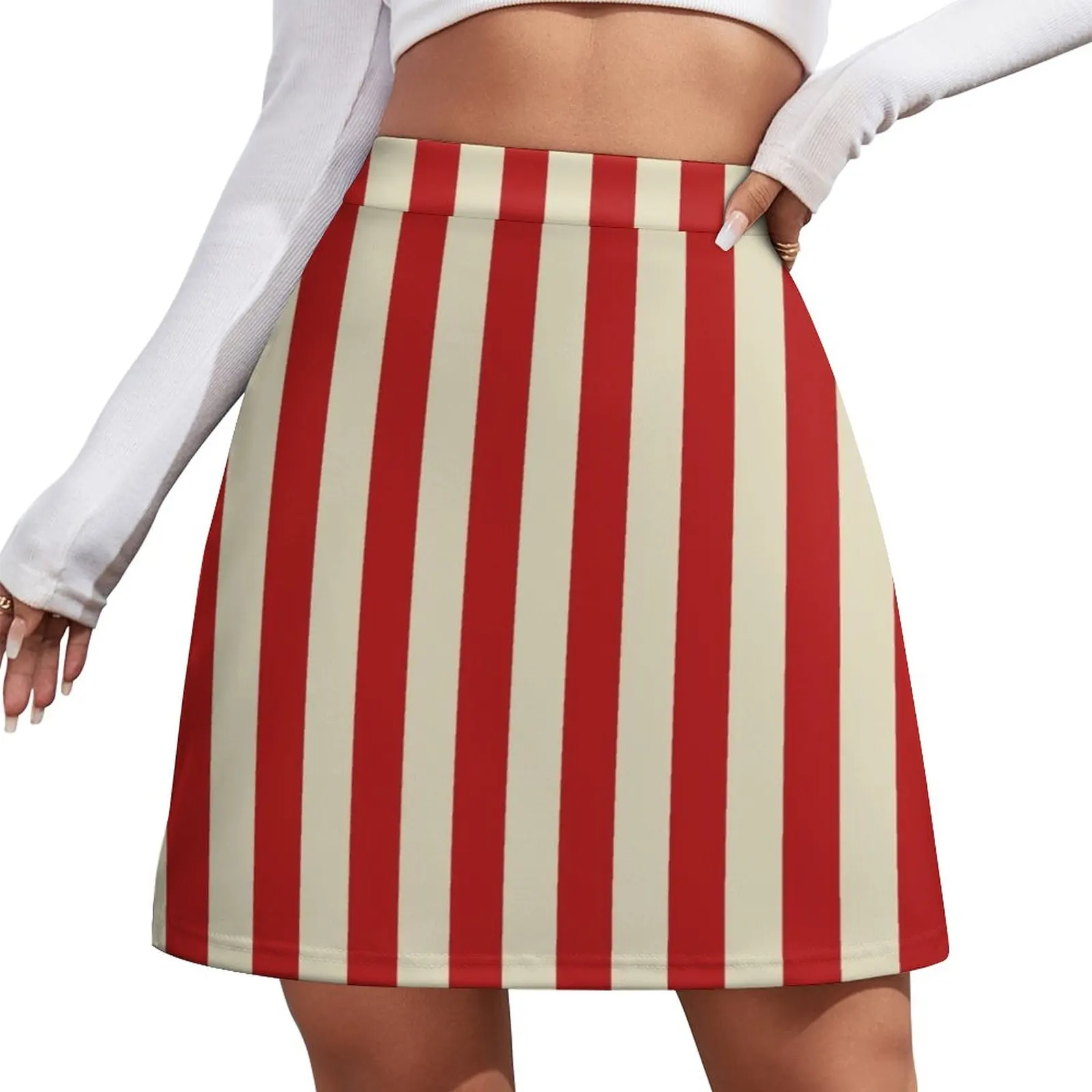 Retro Popcorn Style Vertical Stripes Mini Skirt mini skirt for women japanese kawaii clothes spring autumn winter solid patchwork stripes casual pullover vest men loose knitted top student sweater retro versatile rainbow