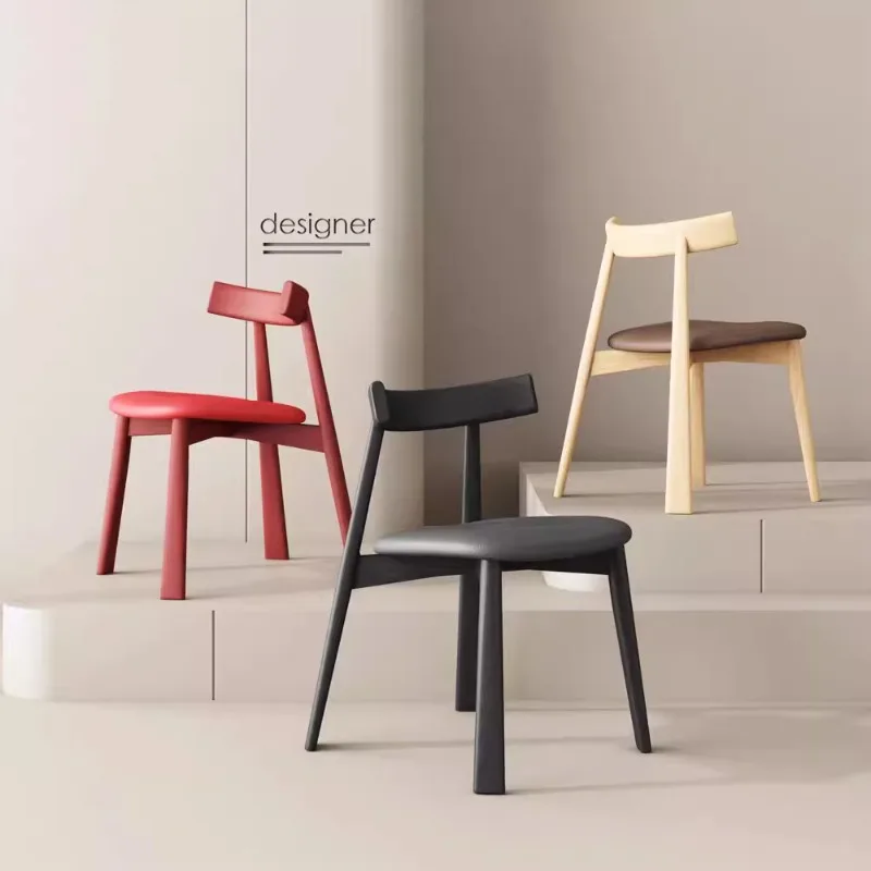 Nordic Solid Wood Dining Chair Home Mid-Century New Chinese Hotel Restaurant Luxury Backrest Chair Italian Minimalist Ash Wood