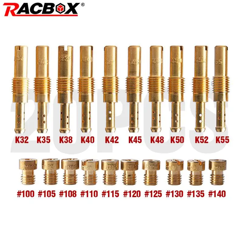 20PCS Carburetor Main Jet kit Slow/Pilot Jet for PWK Keihin OKO CVK