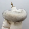 Winter Women's Big Fur Hooded Coat Collar Fake Fur Scarf Ladies Jacket Coat Faux Raccoon Fur Collar 2