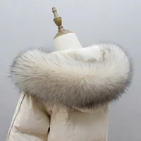 Winter Women's Big Fur Hooded Coat Collar Fake Fur Scarf Ladies Jacket Coat Faux Raccoon Fur Collar 2