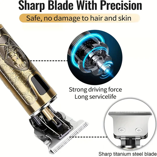 Electric Hair Clipper With LCD Display Oil Head Hair Cutting Machine Hair Beard Trimmer Rechargeable USB Shaver For Men Father 2