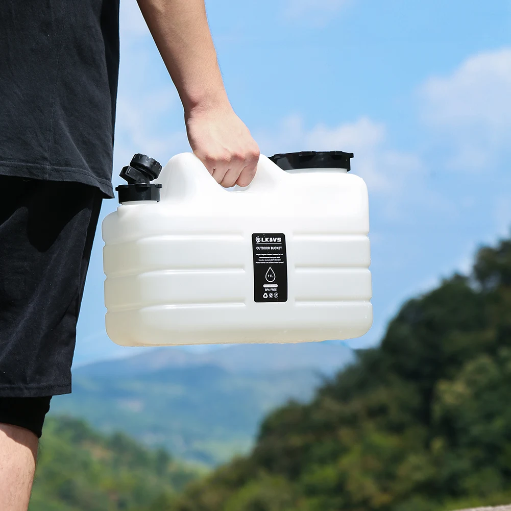 11L Camping Water Container Large Capacity Outdoor Water Bucket Portable Car Tank with Faucet for Camping Cooking Picnic