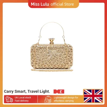 Miss Lulu Women's Hard Shell Clutch - Beaded Evening Bag with Detachable Chain Strap