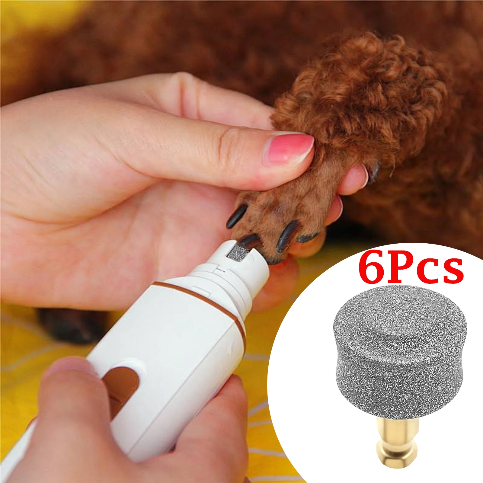 6Pcs Dogs Nail Grinder Head Wheel Replacement Trimmer Clipper Professional Pet Grooming Gadget Diamond Bit Replacement Head New