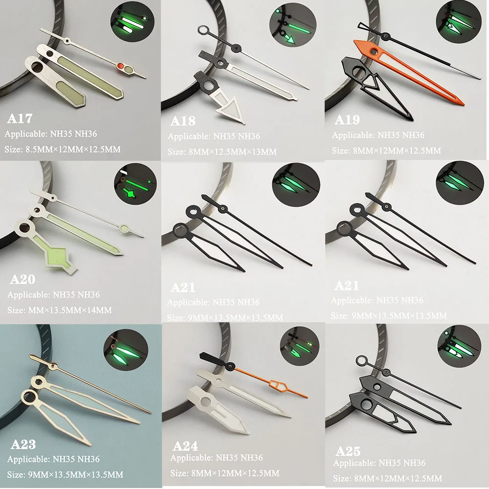 NH35 Hands Watch Hands Fit NH35/36 hands Green Super Luminous Suitable For Watch Parts Replacement Accessories NH35 hands watch accessories
