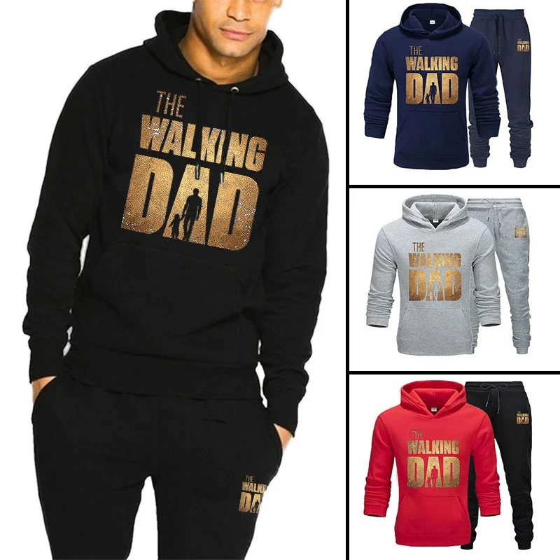 Hot Usa Tv The Walking Dad ' Letter Printing Hoodies Suits Cotton Drawstring Sportswear for Men and Women Sets Tracksuit