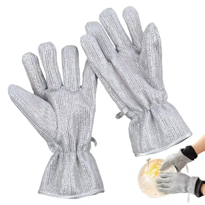 

Wire Dishwashing Gloves 1 Pair Waterproof Pot Washing Gloves Multifunctional Kitchen Cleaning Accessories For Wiping Pots And
