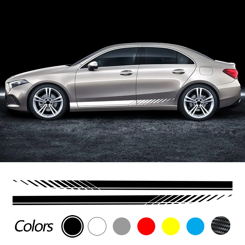 

2pcs Car Stripes Stickers Side Door Decals For Mercedes Benz A Class W177 V177 A35 A45 A45s W176 Edition 1 Accessories
