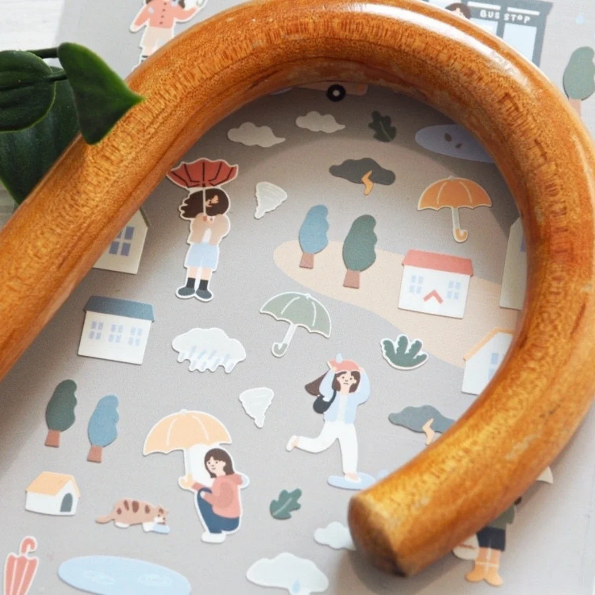 한국어 수입 Suatelier 비오는 날 종이 스티커 스크랩북 장식 문구 DIY 스티커 학교 사무용품 1132