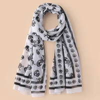 Chiffon Skull Scarf 160*50CM Geometric Printing Pattern Fashion Street Style Holiday Beach Spring Autumn Decorative Shawls New 2
