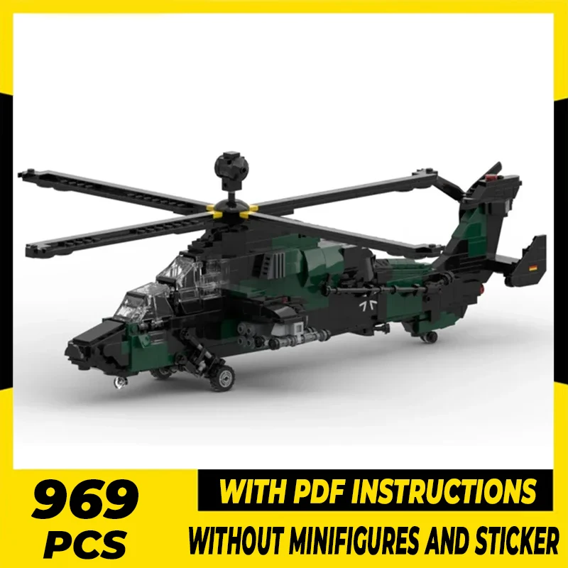 Модель военного самолета Moc, строительные блоки, Еврокоптер EC665, истребитель тигра, технология, блоки, подарок, Рождественская игрушка, набор для сборки «сделай сам»