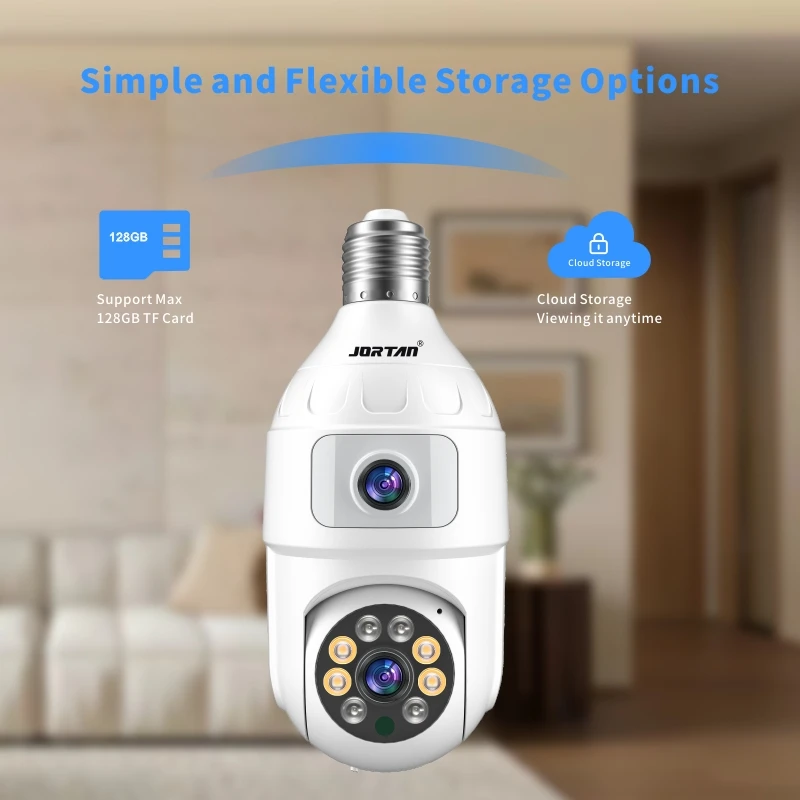 4MP Bulb E27 Dual Lens 360 Indoor Baby Surveillance Camera Home Smart Ip CCTV Night Vision Video Onvif Wifi Monitor Camera Icsee 6
