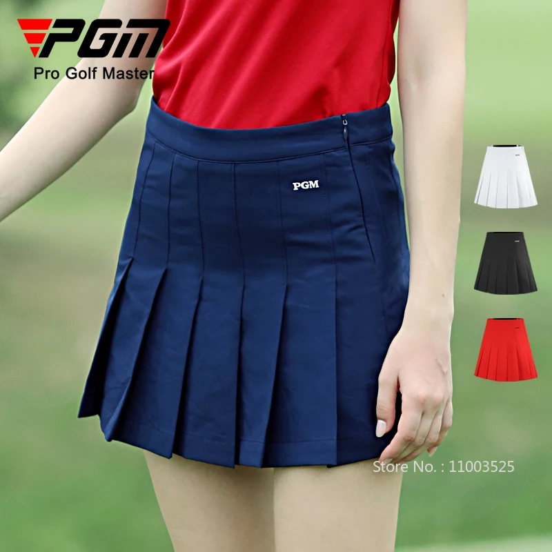 PGM Golf Women Skirt High Waist Pleated Skirt Solid Color A-lined Sports Skorts Ladies Slim Fold Training Culotte Golf Apparel