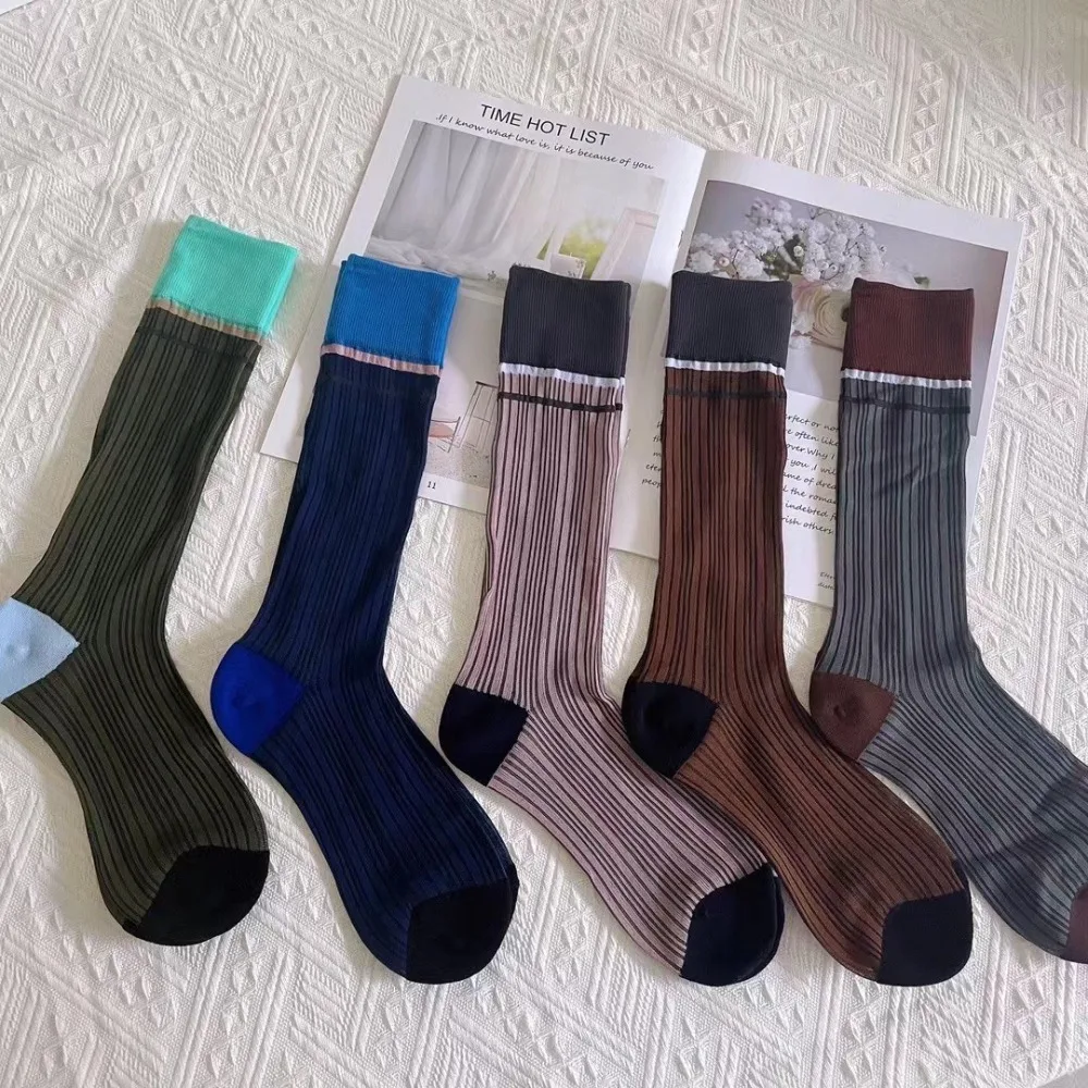 Spring and Summer Outerwear Socks Look High-end Contrasting Colors Breathable Ultra-thin for Women Girls Comfortable Breathable - 5