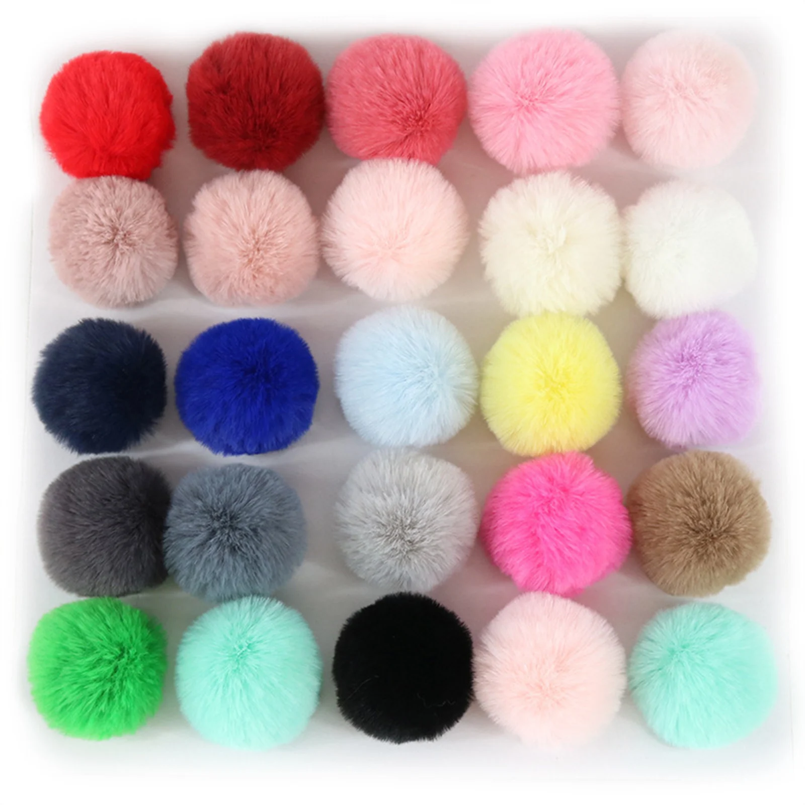 Fluffy Soft Pompom Ball, pelúcia, cor Macaron, chaveiro, chapéus, luvas, encantos, DIY, suprimentos de costura, 4 cm, 5cm, 10 pcs