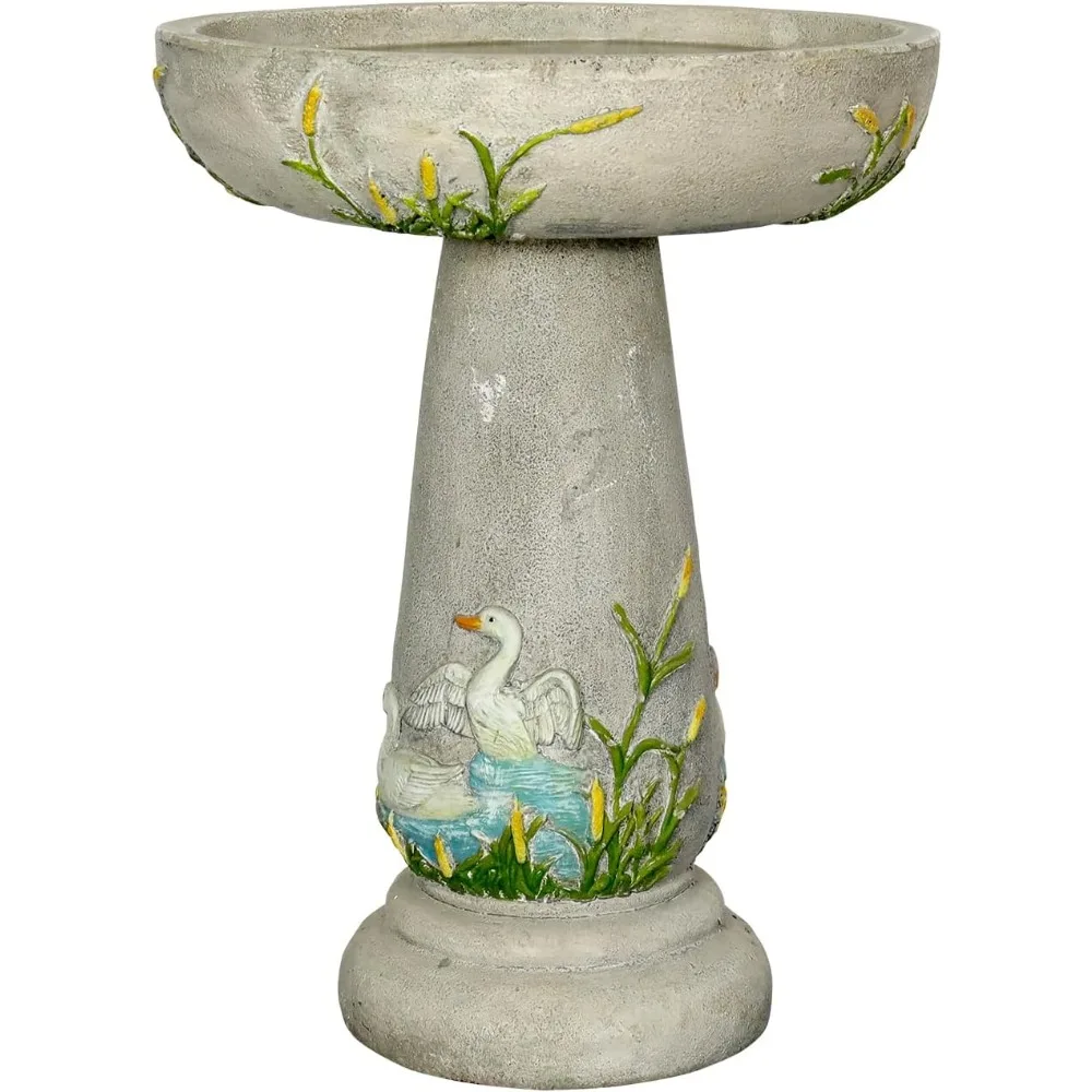 Carved Concrete Pedestal Birdbath 2