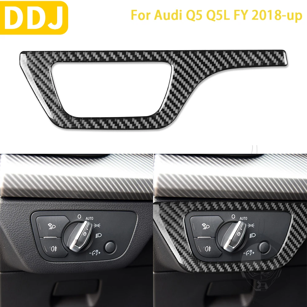 

For Audi Q5 Q5L FY 2018-up Accessories Carbon Fiber Interior Auto Headlight Switch Panel Trim Sticker