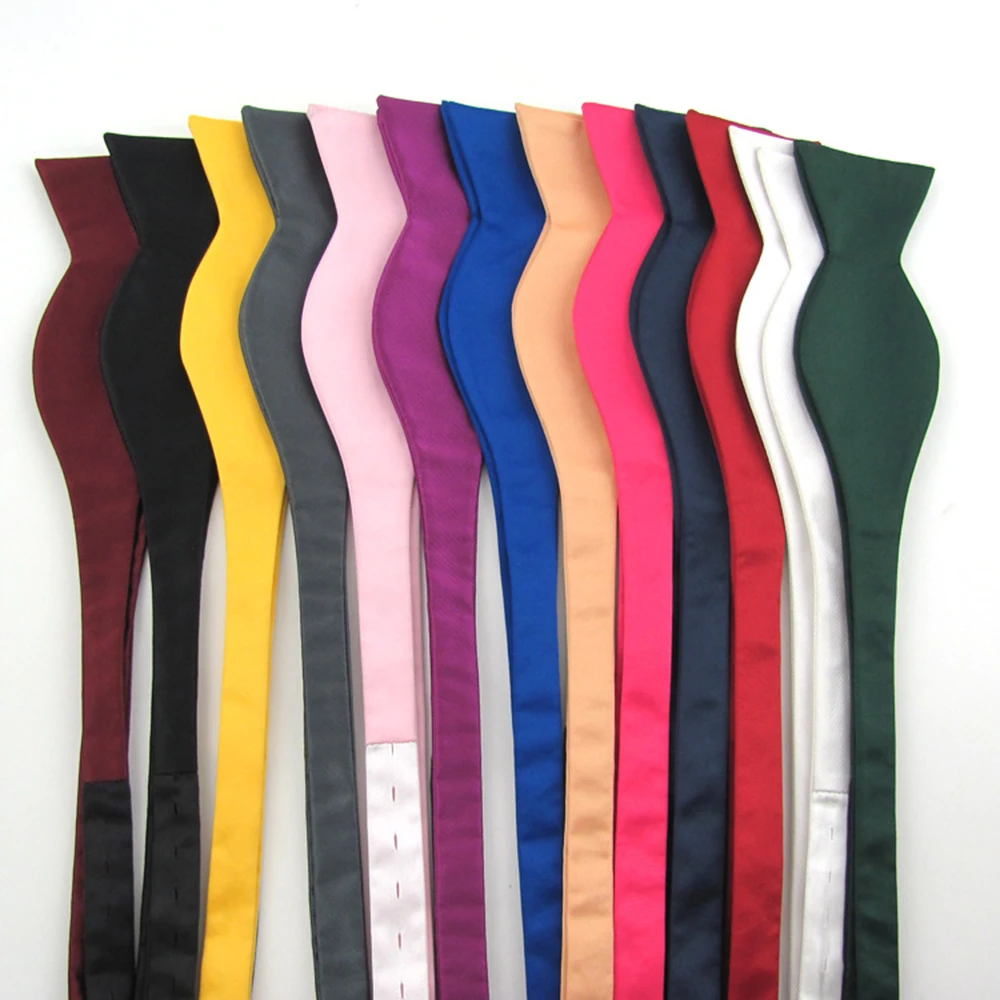 Bow Ties Mens Silk Satin Adjustable Bowties Self Bow Tie Solid Color Vintage Bowtie Men Classic Business Wedding Party Ties Bowknot Gift