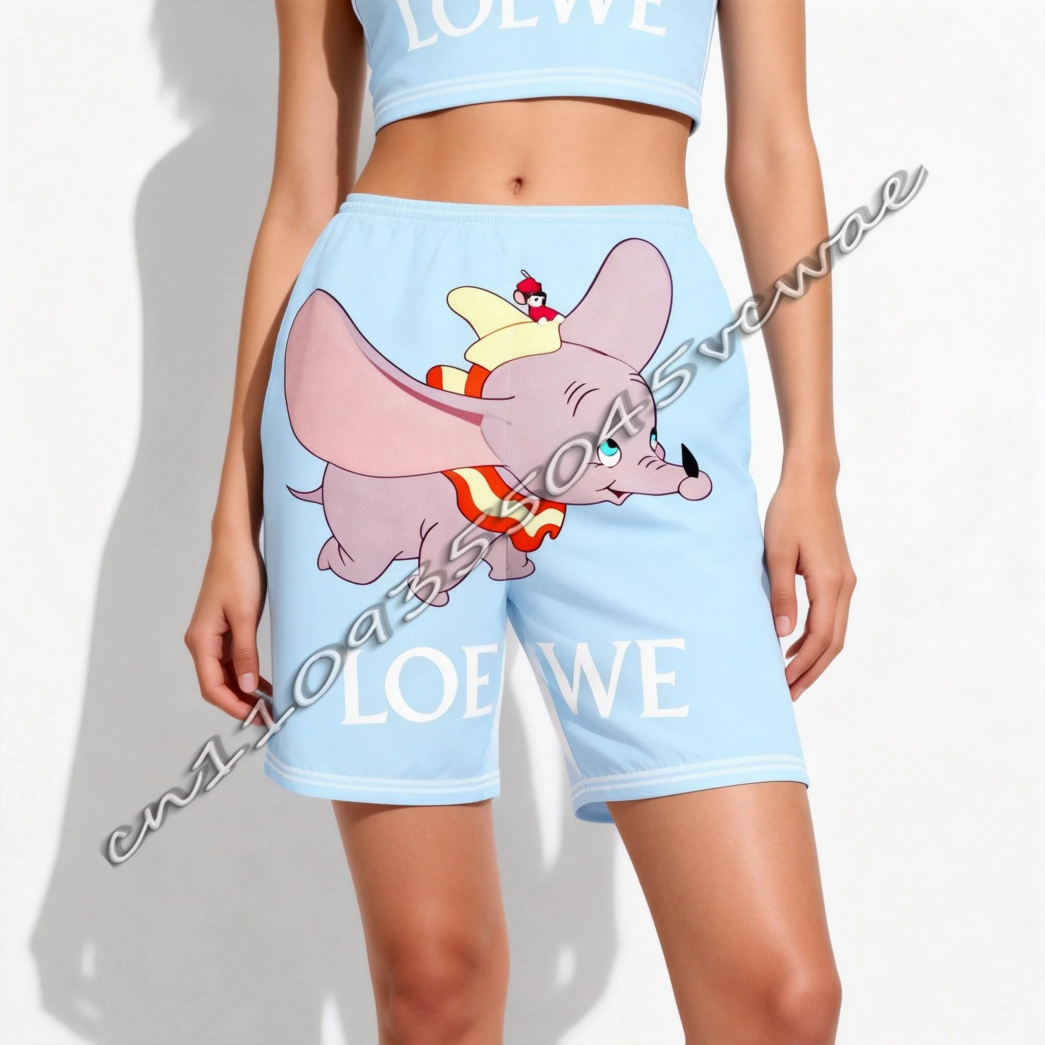 임산부용 디즈니 덤보 테마 여름 티셔츠, 성인과 어린이를 위한 귀여운 스포츠 반바지, 새로운 스타일 2026