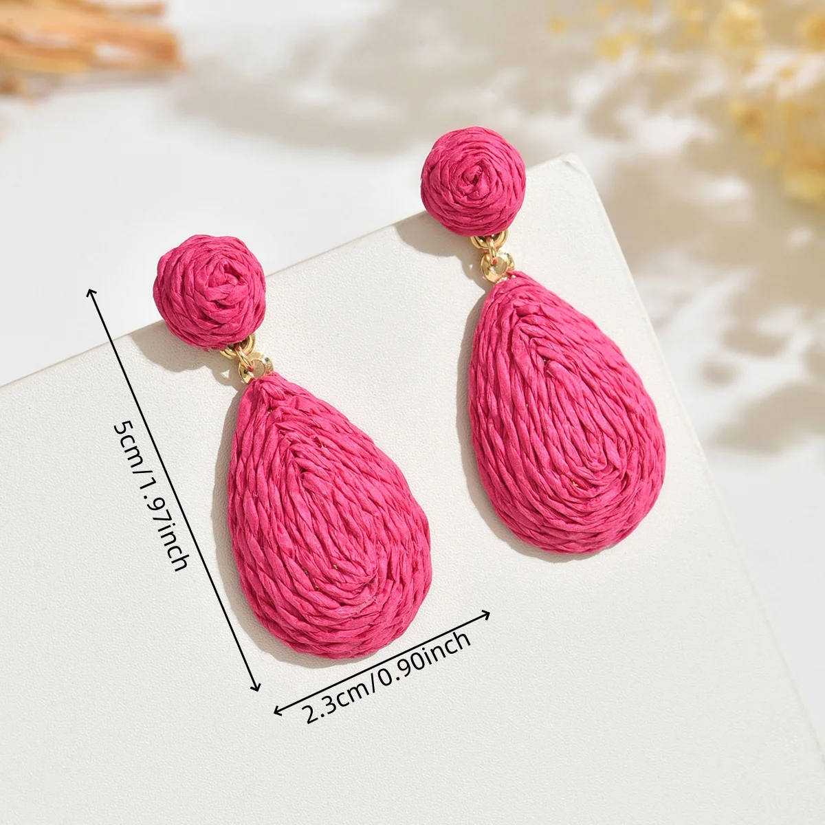 Bohemia Elegant Raffia Water Drop Earrings for Women Fashion Handmade Rattan Knit Earrings Summer Holiday Jewelry Accessories