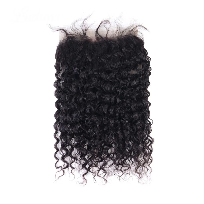 Water Wave 360 Lace Frontal Closure Human Hair Natural Color Brazilian Virgin Hair Transparent Lace Closure For Black Women