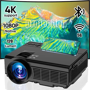 Portable Projector 4k 1920*1080P HD Resolution Intelligent Control 5G WiFi BT5.0 Home Theater Beamer Outdoor Movie LED Projector 1