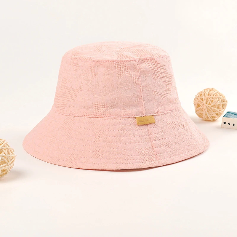 

Kids Fisherman Hat Suitable For Girls Cotton All-Match Pink Solid Summer Sun Caps Breathable Comfortable Children's Accessories