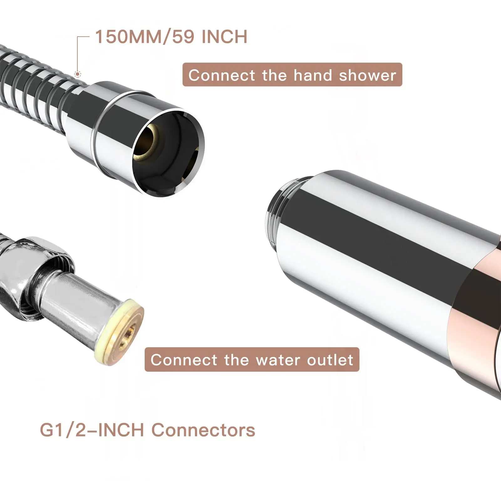 High-Pressure Rainfall Showerhead with Filter Beads,Shower Filter Combo, Against Low-Pressure Water Flow Stainless Steel Hose