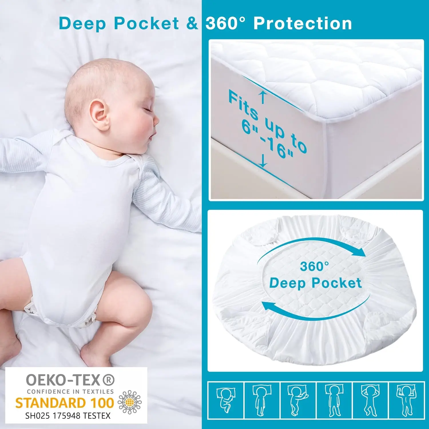 Twin Xl Mattress Protector For College Dorm, Soft Breathable Waterproof Twin Extra Long Size Mattress Pad Cover, 6-16 Hes Deep 3
