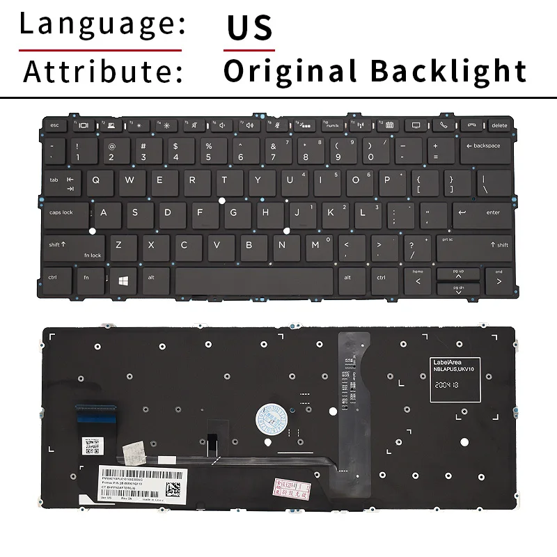 US Russian Laptop Keyboard For HP EliteBook x360 1030 G2 1030 G3