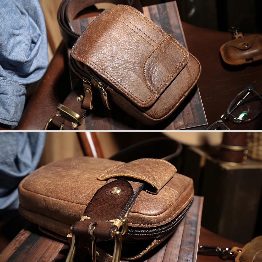 Men's wallet casual retro riding pockets first layer leather Money clip phone pockets genuine leather men's Coin purses