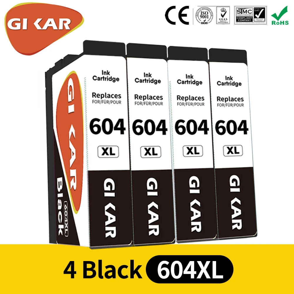 GIKAR 604 Epson Black Cartridges for  Epson XP-2200 2205 3200 3205 4200 4205 WF-2910 2935 2930 2950 DWF Printer