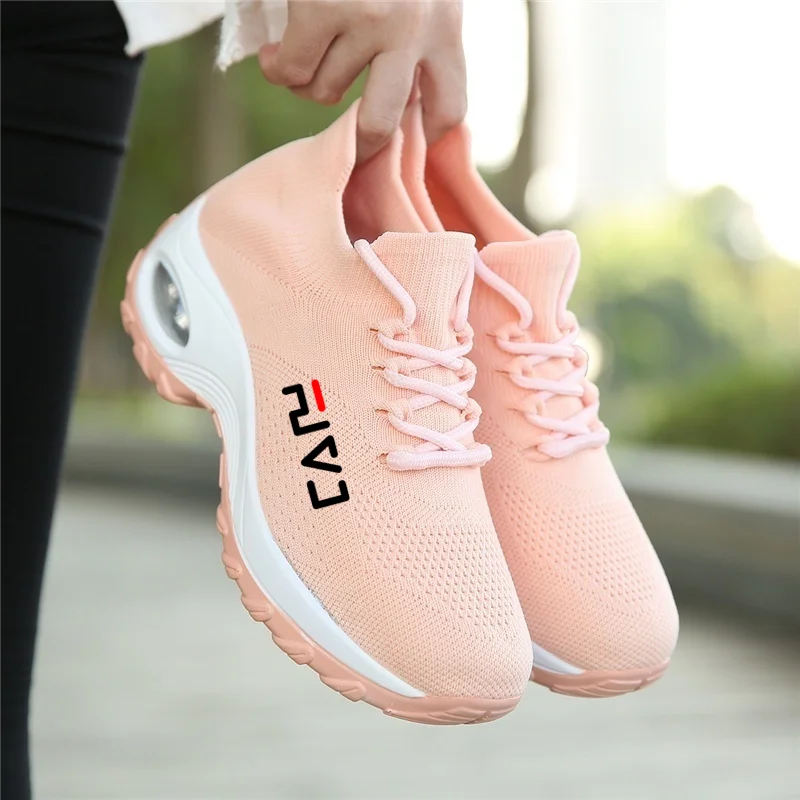 Women Tennis Shoes Breathable Mesh Height-increasing Slip-on Female Sock Footwear Outdoor Women Sneakers Thick Bottom Platforms
