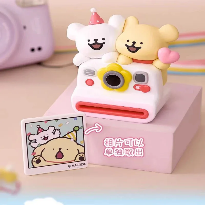 Plzdot Maltese Line Puppy Happy Outing Series Blind Box Mystery Box Toys Cute Action Anime Figure Kawaii Model Gift
